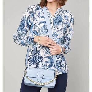 NEW SPARTINA 449 cora silk blouse in low country peeples song